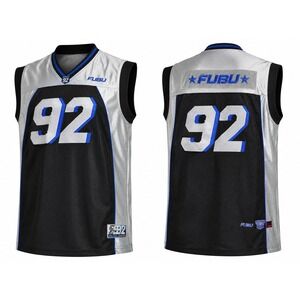 Vintage FUBU All Stars 92 Basketball Jersey Mens XL Silver Black Mesh Streetwear